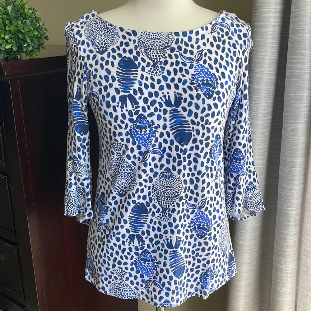 Lilly Pulitzer Fontaine Top Fish print women’s Small